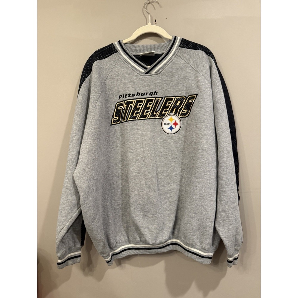 Vintage Lee Pittsburgh Steeler Vneck Sweatshirt XXL Jersey Sleeves 90s